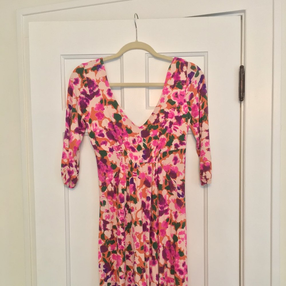 CAbi multicolored V-neck dress, size Small